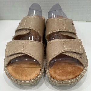 Finn Comfort Tan Leather Slide On Sandal Sz 10/10.5 or 41